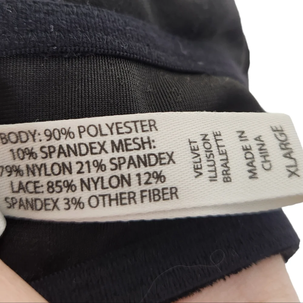 SOMA Bralette Womens Extra Large Black Velvet Illusion Bra Lace Mesh Wireless XL - Picture 7 of 8